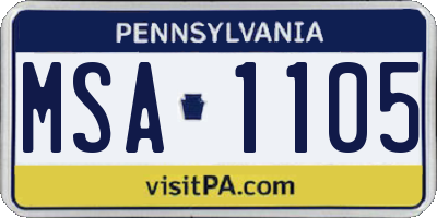PA license plate MSA1105