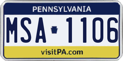 PA license plate MSA1106