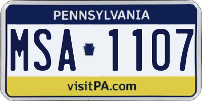 PA license plate MSA1107