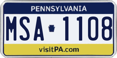 PA license plate MSA1108