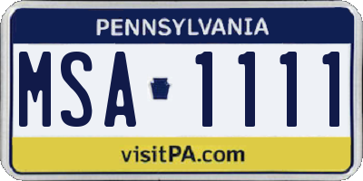 PA license plate MSA1111