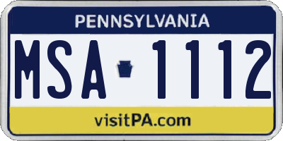 PA license plate MSA1112