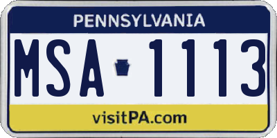 PA license plate MSA1113