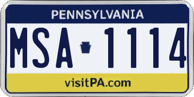 PA license plate MSA1114