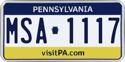 PA license plate MSA1117