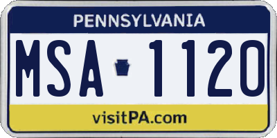 PA license plate MSA1120
