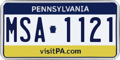 PA license plate MSA1121