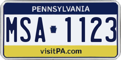 PA license plate MSA1123