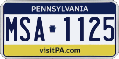 PA license plate MSA1125