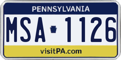 PA license plate MSA1126