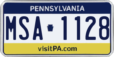 PA license plate MSA1128