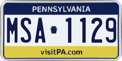 PA license plate MSA1129