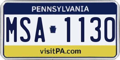 PA license plate MSA1130