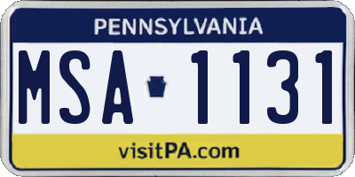 PA license plate MSA1131