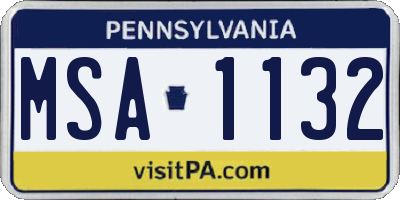 PA license plate MSA1132