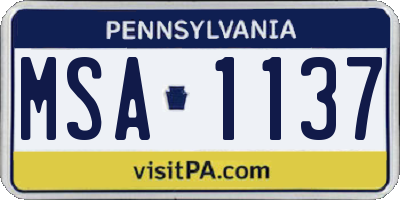PA license plate MSA1137