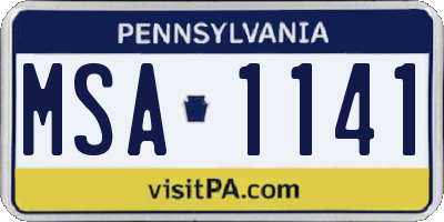 PA license plate MSA1141