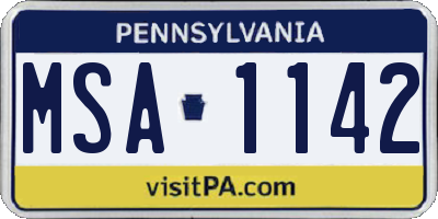 PA license plate MSA1142