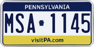 PA license plate MSA1145