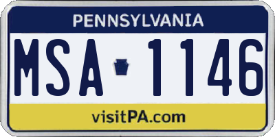 PA license plate MSA1146