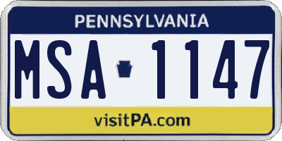 PA license plate MSA1147
