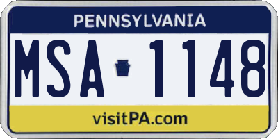 PA license plate MSA1148
