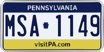 PA license plate MSA1149