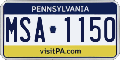 PA license plate MSA1150
