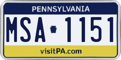 PA license plate MSA1151