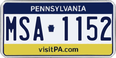 PA license plate MSA1152
