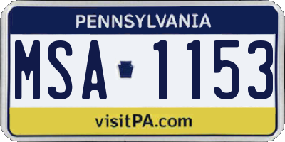 PA license plate MSA1153