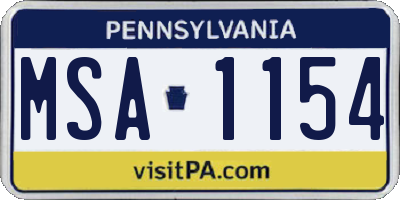 PA license plate MSA1154