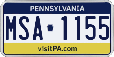 PA license plate MSA1155