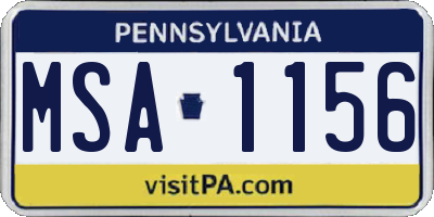 PA license plate MSA1156