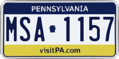 PA license plate MSA1157
