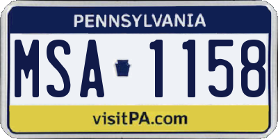 PA license plate MSA1158