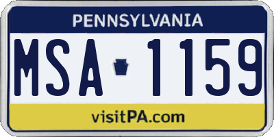 PA license plate MSA1159