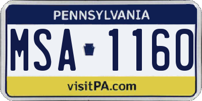 PA license plate MSA1160