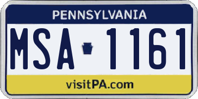 PA license plate MSA1161