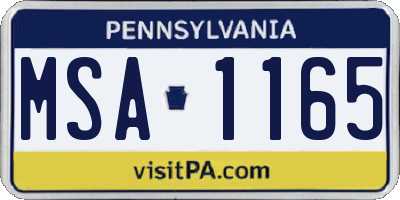 PA license plate MSA1165