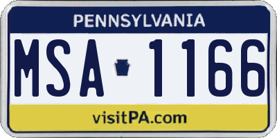 PA license plate MSA1166