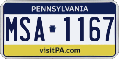 PA license plate MSA1167
