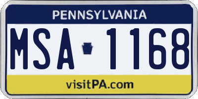 PA license plate MSA1168