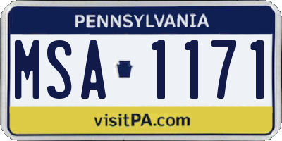 PA license plate MSA1171
