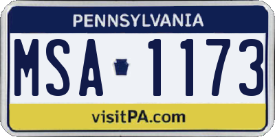 PA license plate MSA1173