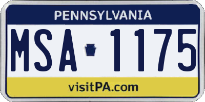 PA license plate MSA1175
