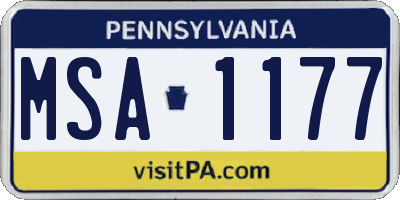 PA license plate MSA1177