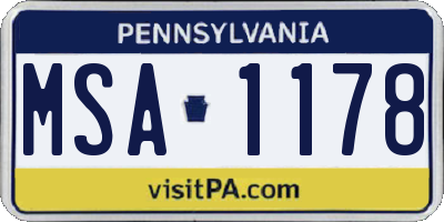 PA license plate MSA1178