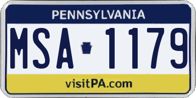 PA license plate MSA1179