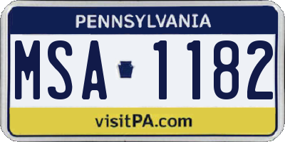 PA license plate MSA1182